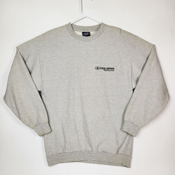 Vtg 90s Polaris Sweater Men L Snowmobile Embroidered Racing Dirt‎ Bike Bikercore - Picture 1 of 11